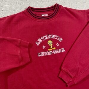 VTG Looney Tunes Tweety Bird Authentic Chick-Gear Size Small Y2K Sweatshirt